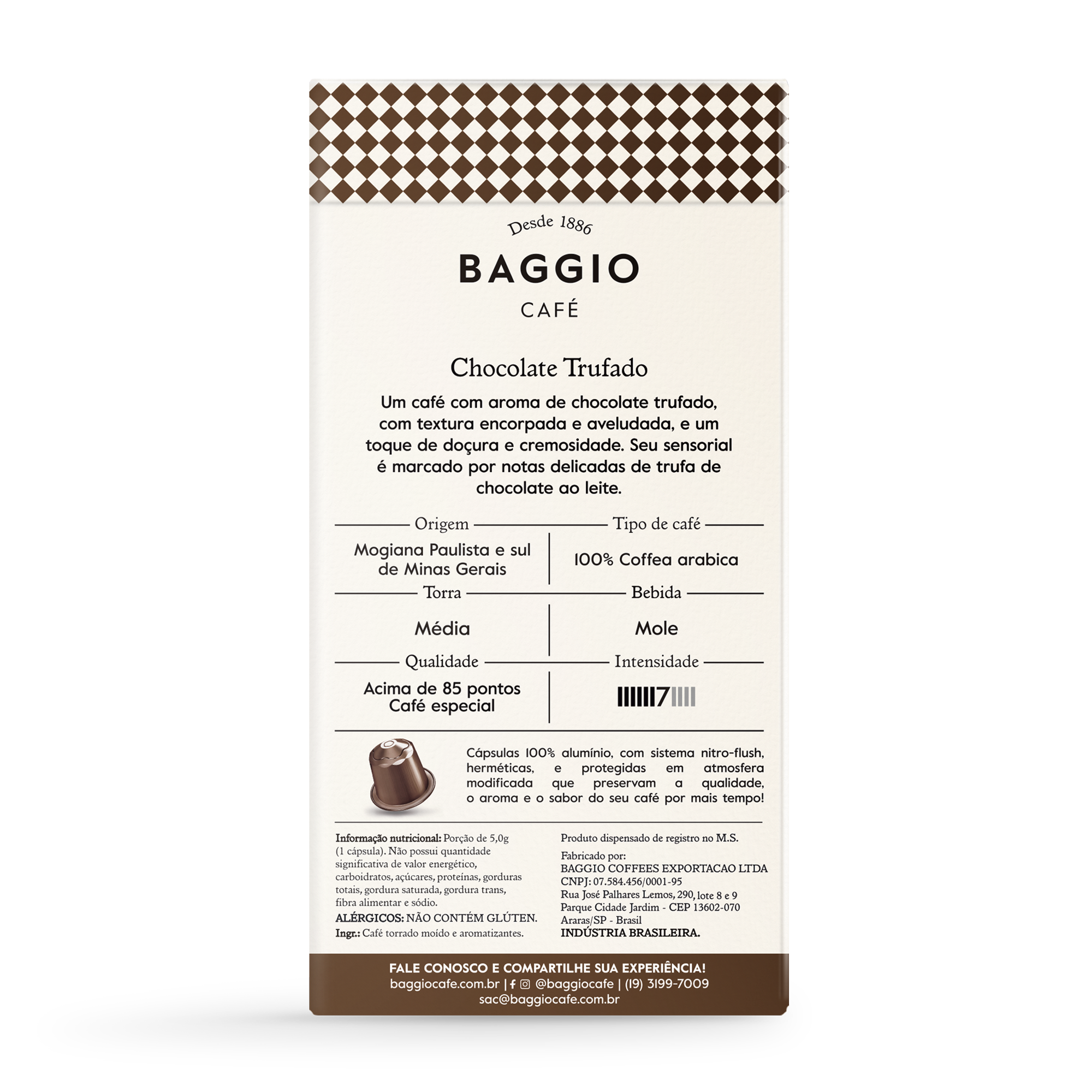 Baggio Aromas Chocolate Trufado - 10 Cápsulas p/ Nespresso*