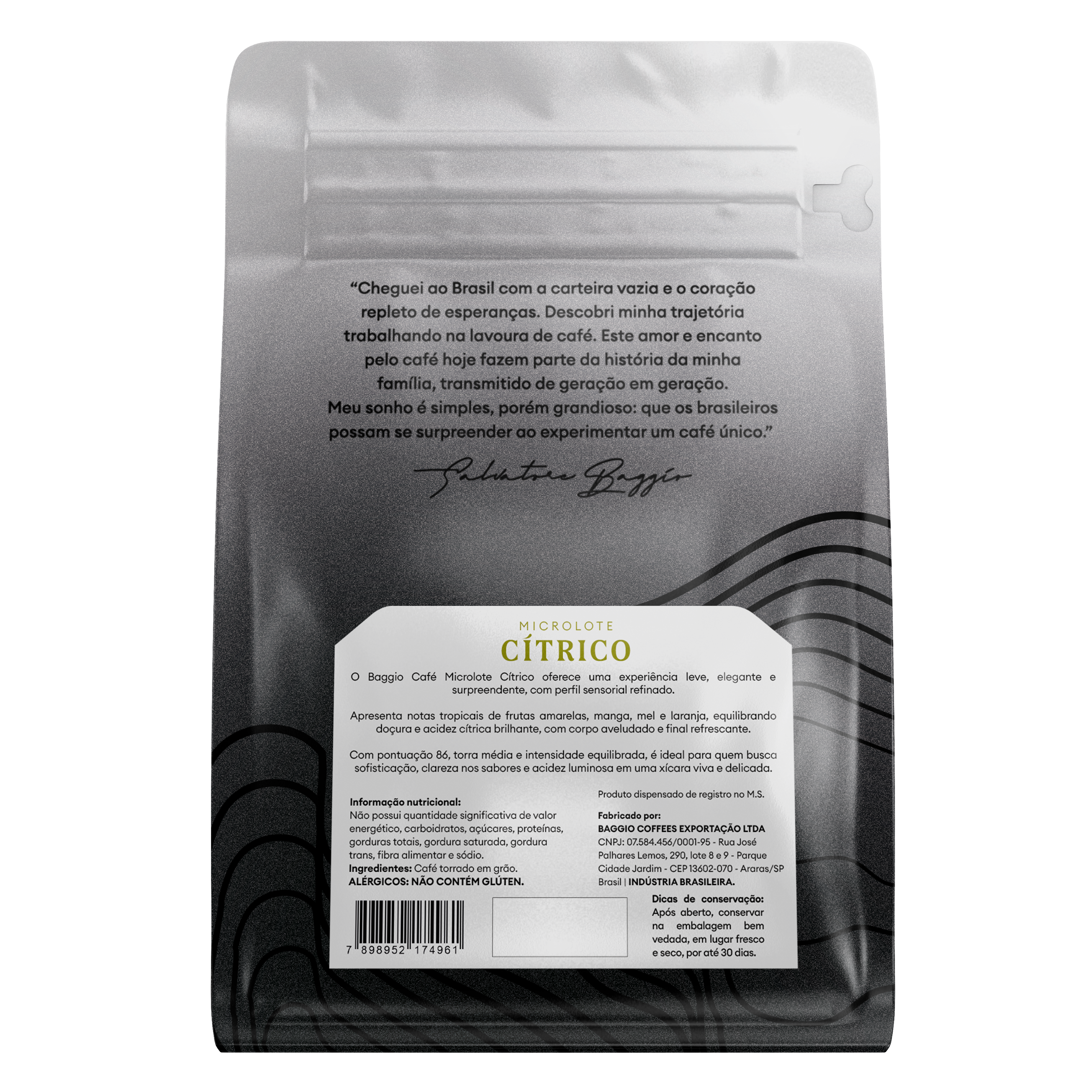 Baggio Café Microlote Cítrico – Grãos 250g