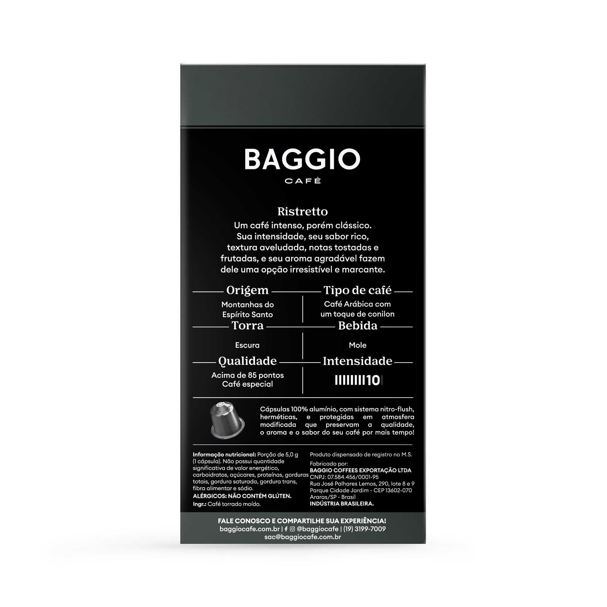 Baggio Ristretto - 10 Cápsulas p/ Nespresso*