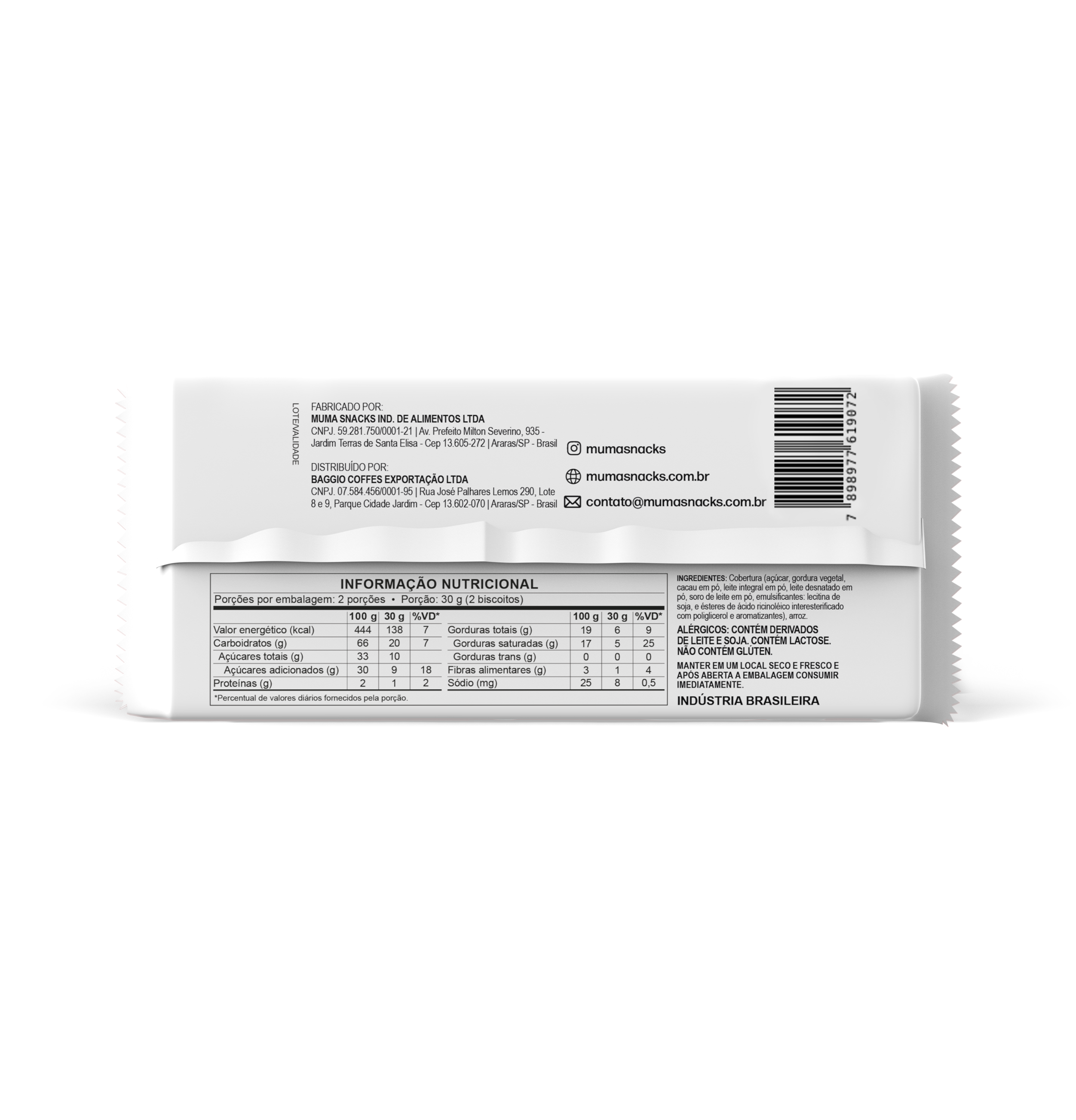 Biscoito de Arroz Chocolate ao Leite 60g - Muma Snacks